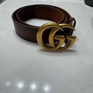 Gucci Dark Brown Belt with Gold GG Emblem